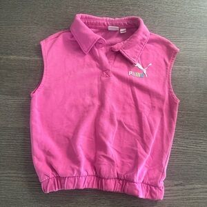 PUMA Brighter Days Pack French Terry Sleeveless T-Shirt Girls Pink Size 8/10